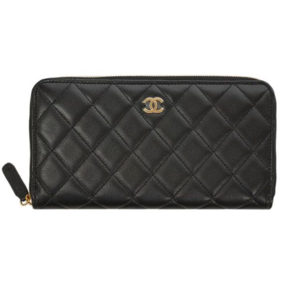Chanel Long Zip Wallet Matelasse Line Black - Picture 1 of 13